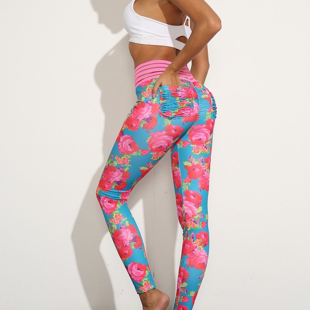 NWT Sexy Scrunch Back Floral Leggings. - Picture 5 of 9